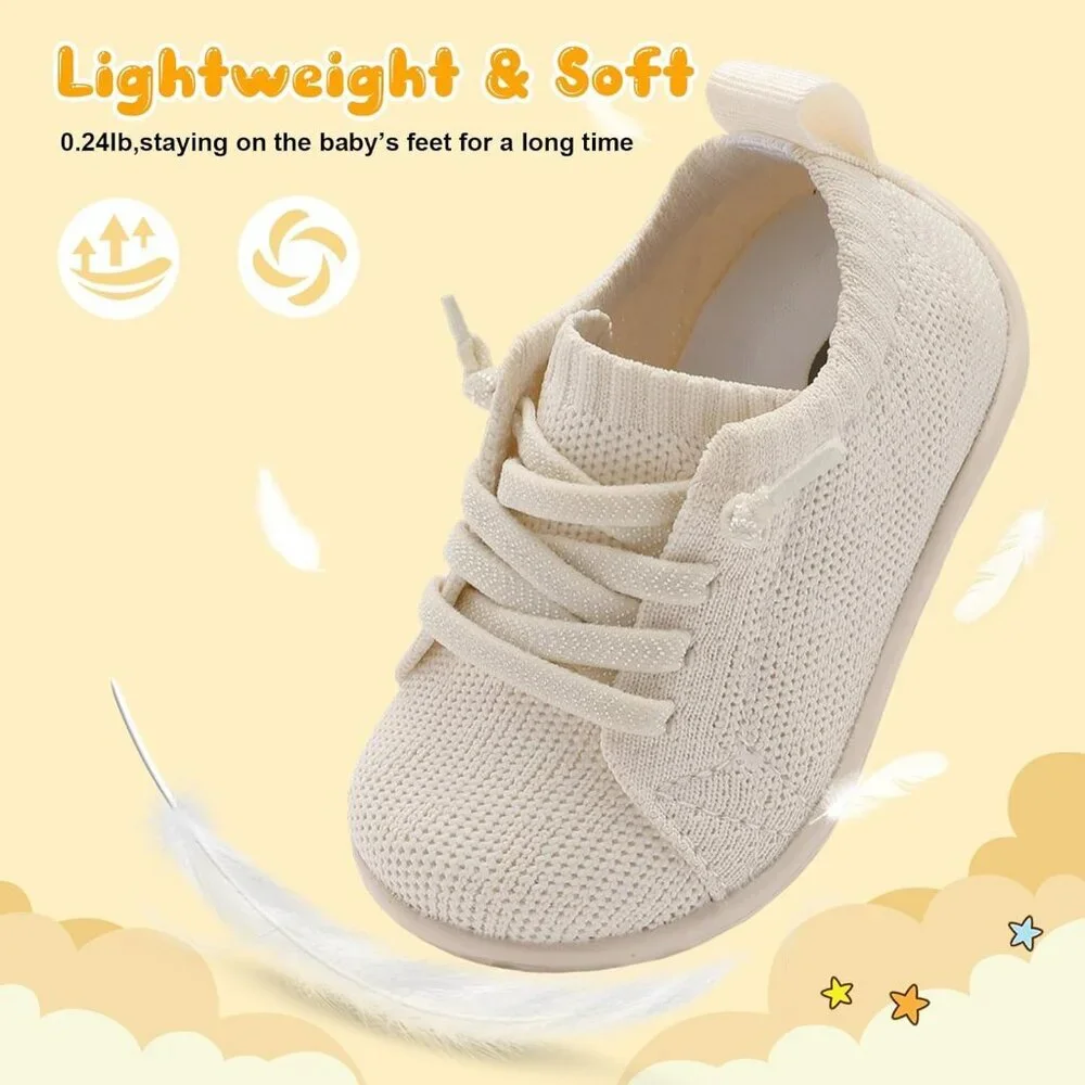 Infant Solidbeige Knit Lightweight Slip On Breathable Barefoot Soft Sock Shoes
